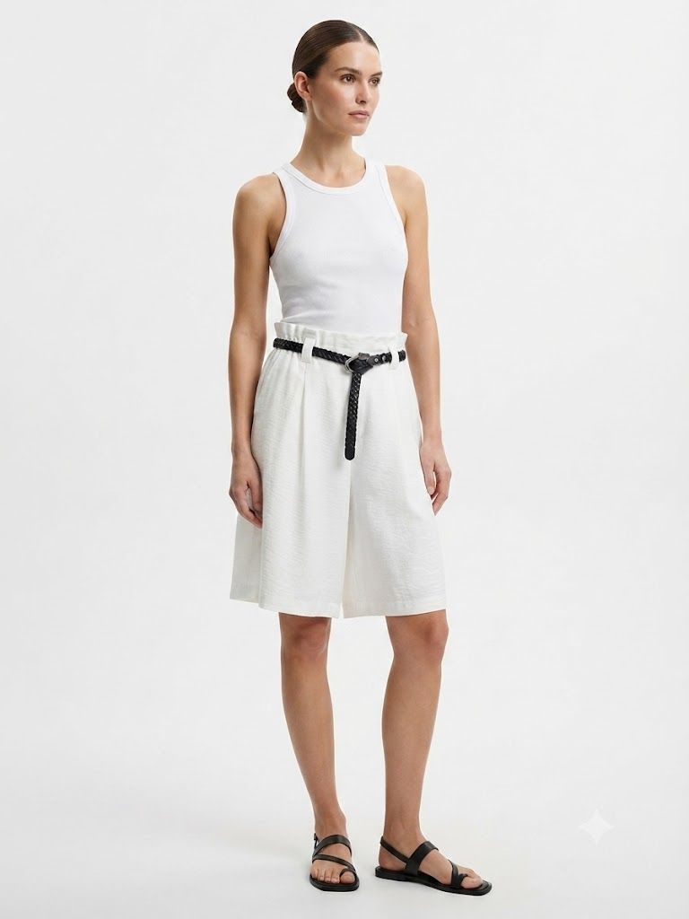 Casual Belted Bermuda Shorts